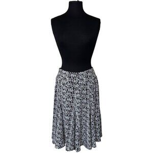 APT. 9 Flare Mid-Rise Midi Skirt Gray Black Geometric Poly Blend Women's Size S